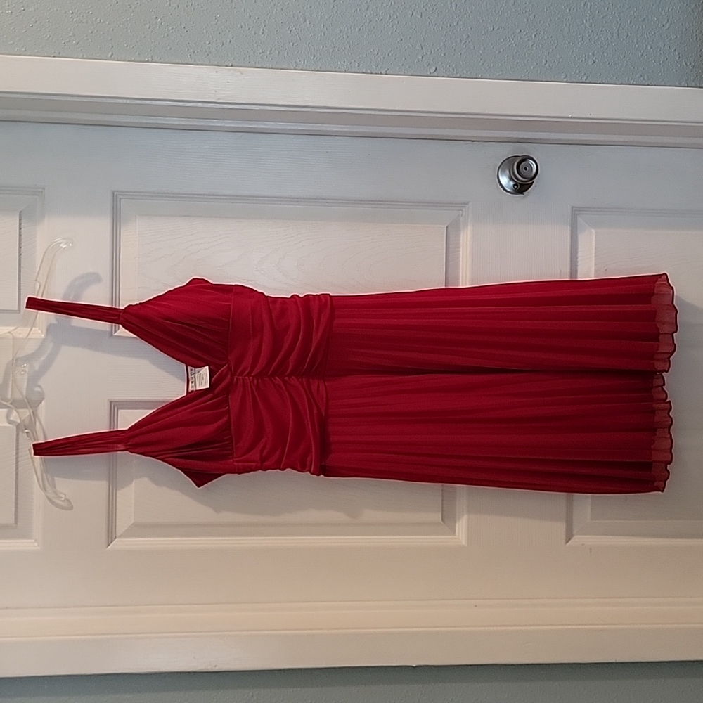 La Belle Red Pleated Dress